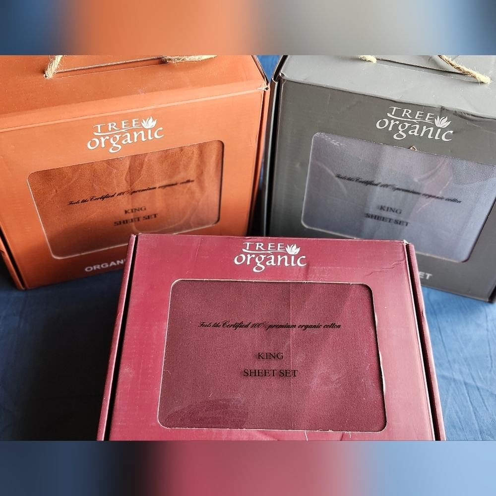 NIB-Tree Organic King Sheet Set 2000ct Premium Organic Cotton Gray - Picture 2 of 4